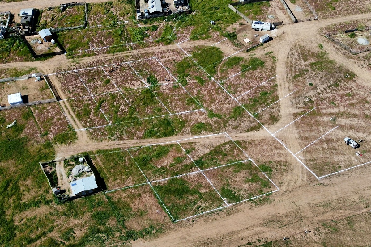 Vista aérea de fraccionamiento con linderos de lotes trazados